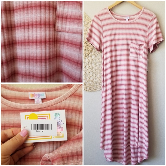 LuLaRoe Dresses & Skirts - 🌻 NWT LulaRoe Carly Medium Pink Striped Ribbed